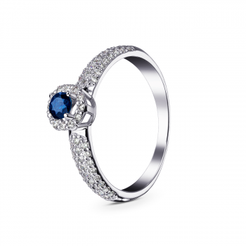GOLD RING WITH SAPPHIRE AND DIAMONDS - К100012